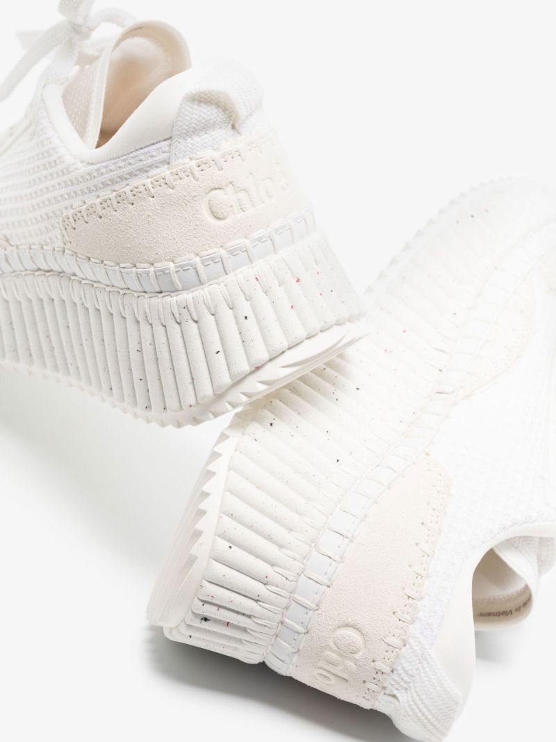 White Nama Platform Low Top Sneakers