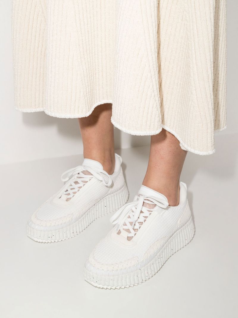 White Nama Platform Low Top Sneakers