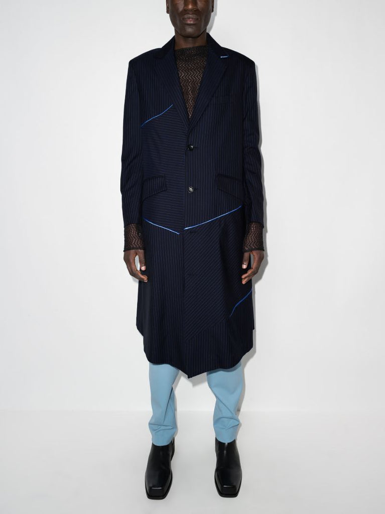 Pinstripe Single-breasted Wool Coat