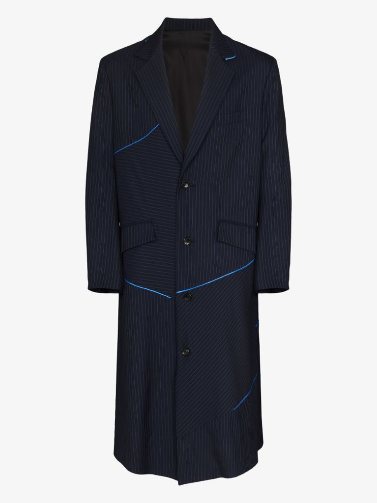Pinstripe Single-breasted Wool Coat