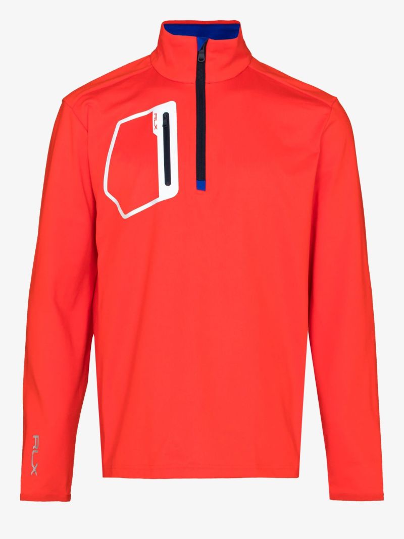 Red Half-zip Mock Neck Golf Sweatshirt