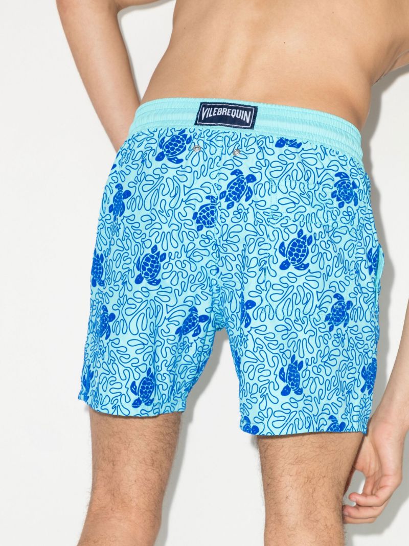 Blue Moorea Turtles Splash Flocked Swim Shorts