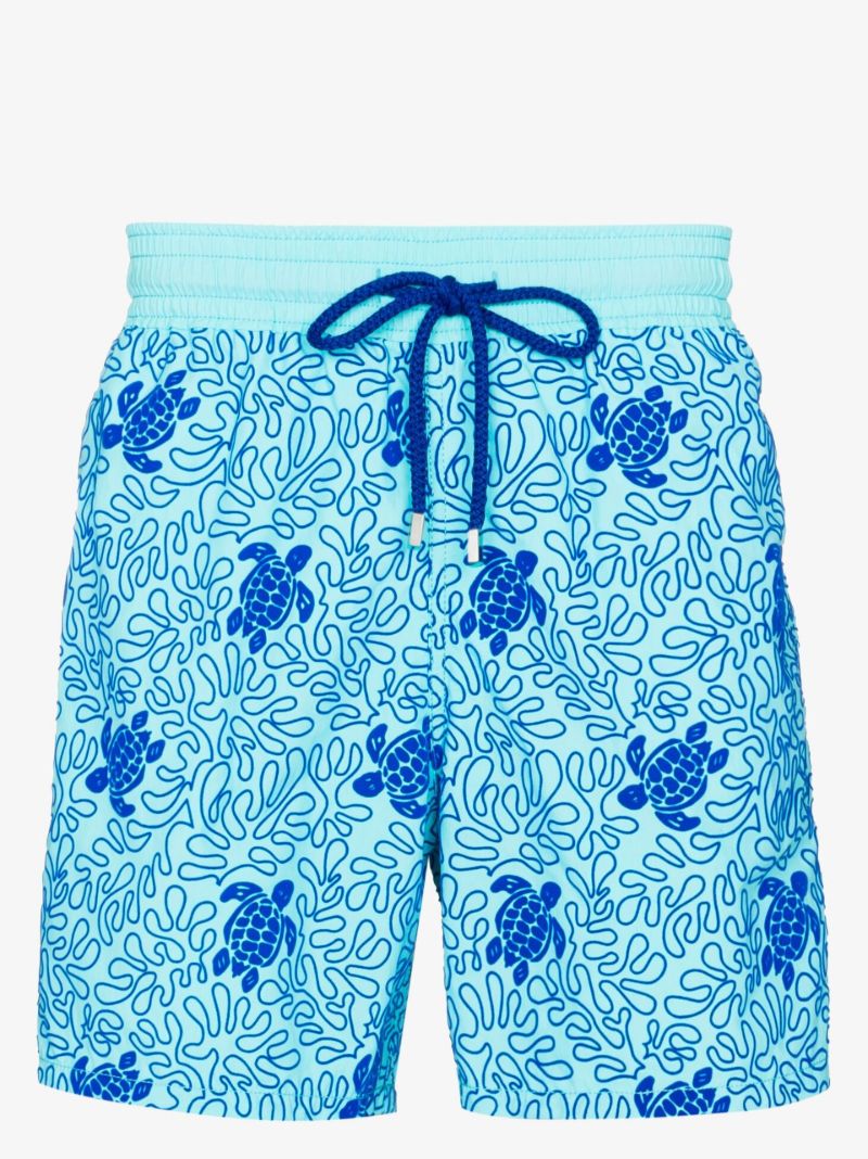 Blue Moorea Turtles Splash Flocked Swim Shorts
