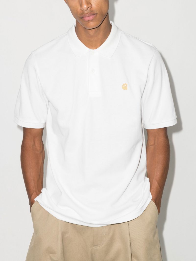 White Embroidered Logo Polo Shirt