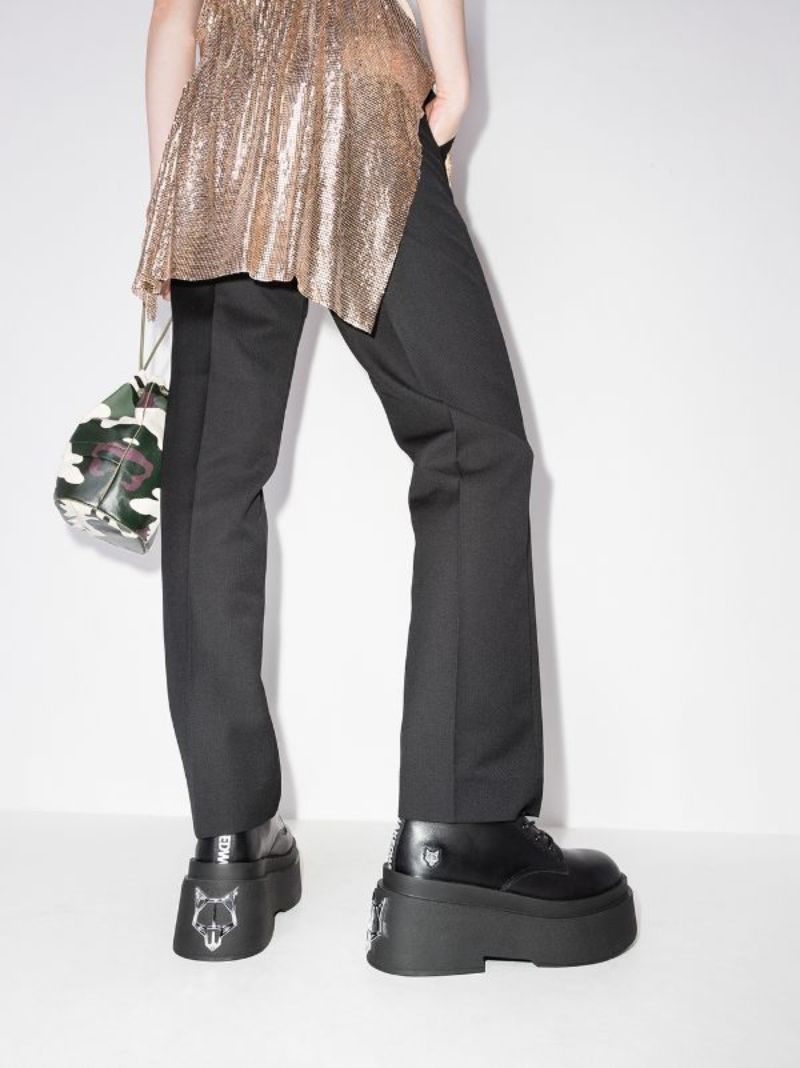 Black Saturn 160 Platform Leather Boots