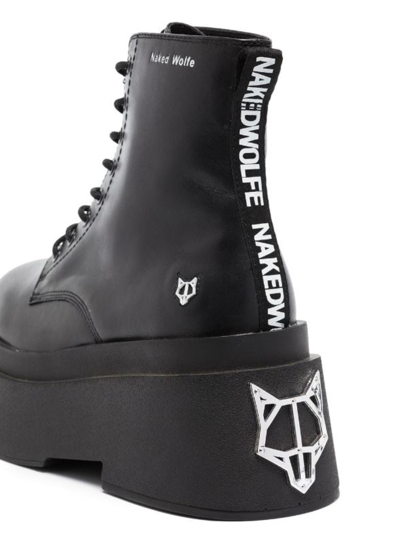 Black Saturn 160 Platform Leather Boots