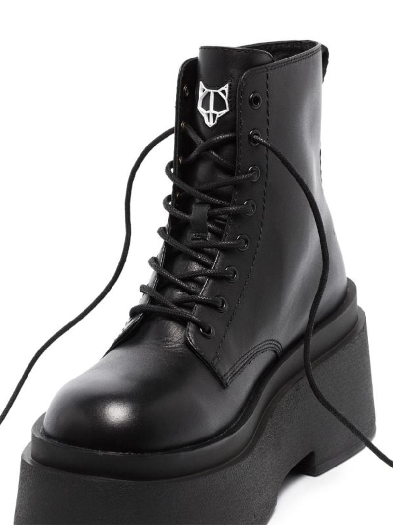 Black Saturn 160 Platform Leather Boots