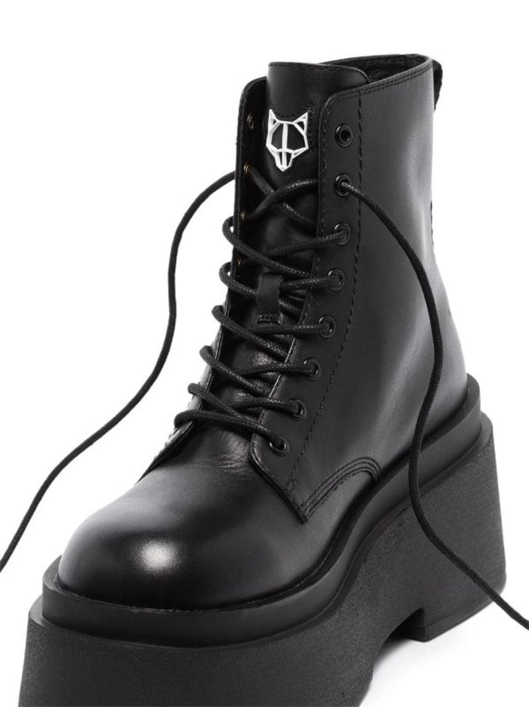 Black Saturn 160 Platform Leather Boots