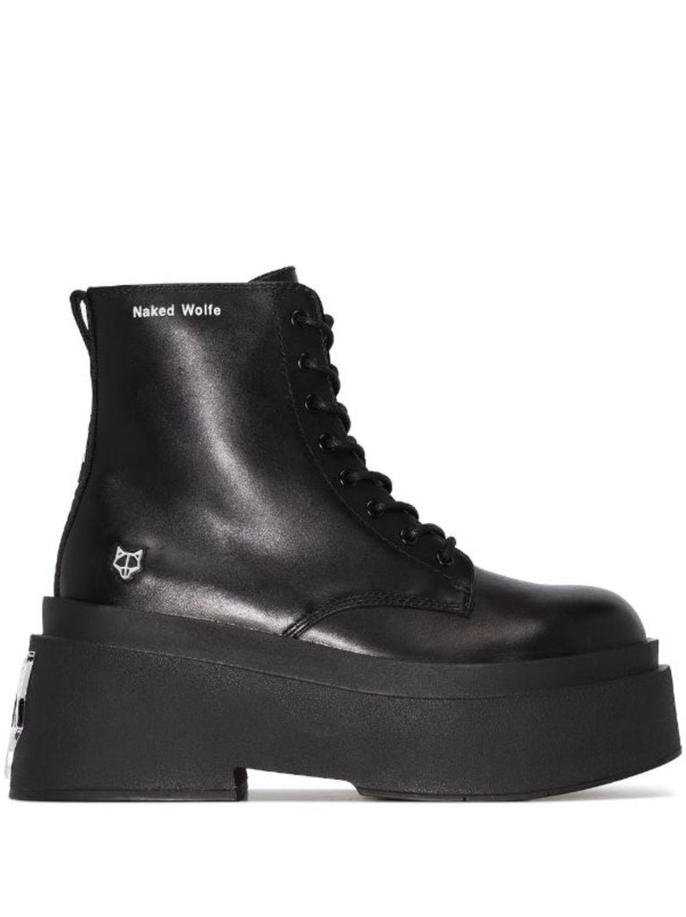 Black Saturn 160 Platform Leather Boots