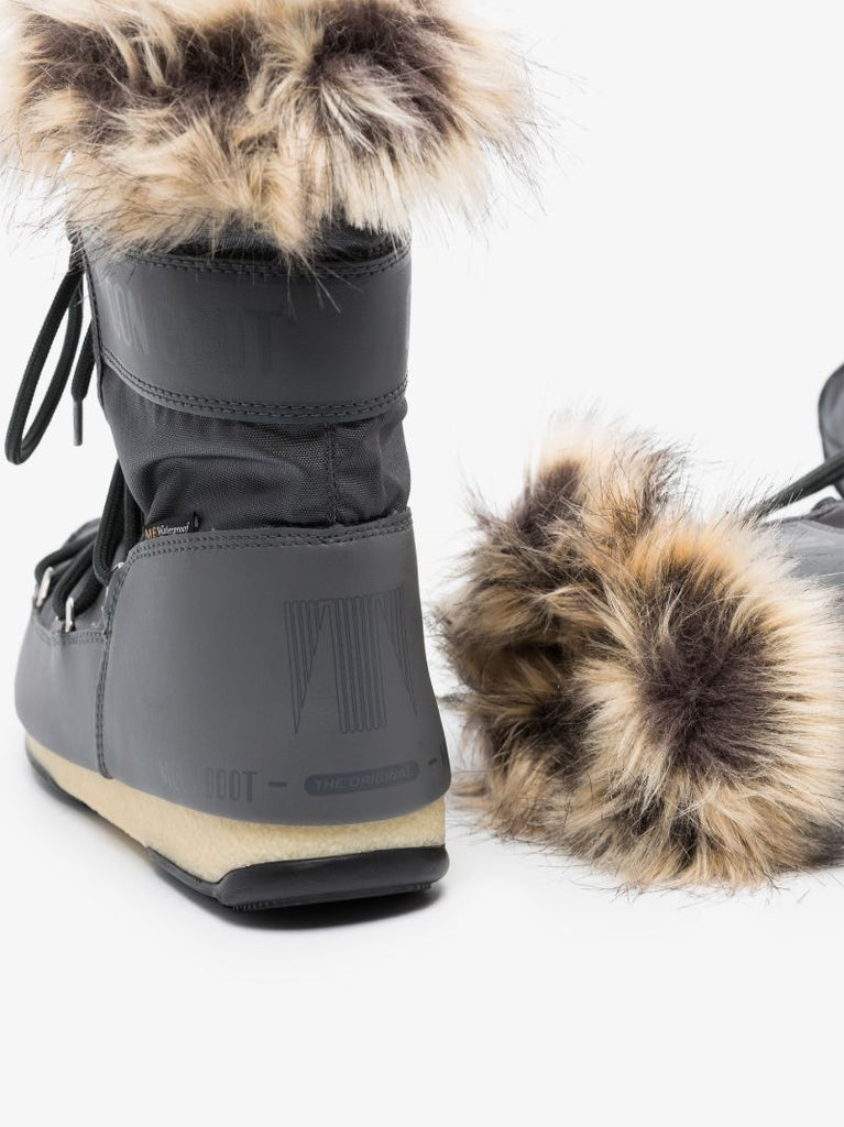 Grey Monaco Low Faux Fur Snow Boots