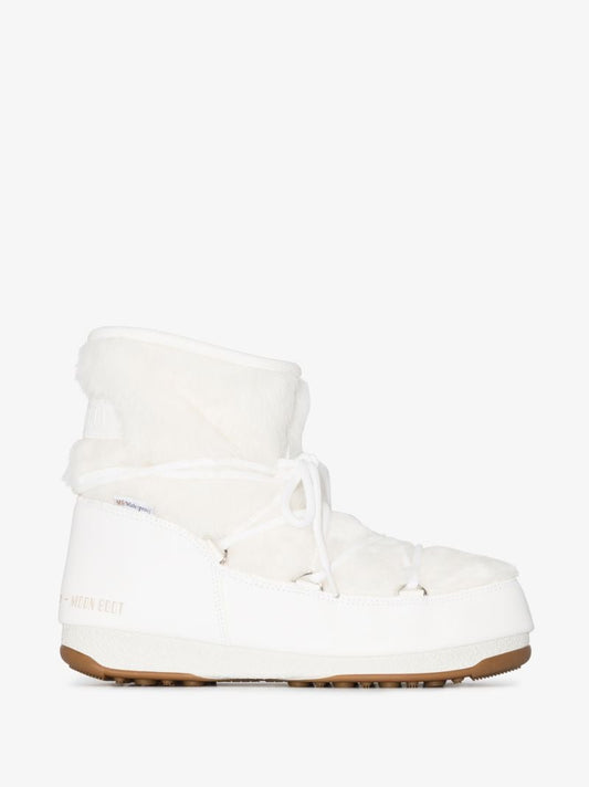 White Monaco Low Faux Fur Snow Boots