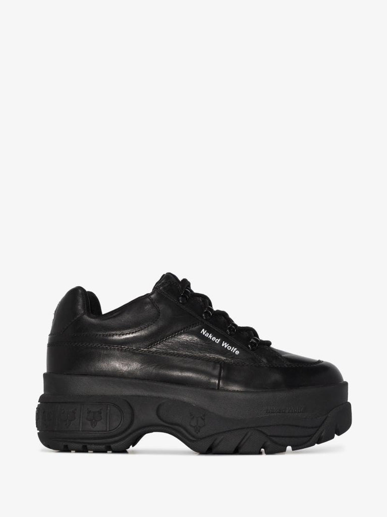 Black Sporty 70 Platform Leather Sneakers