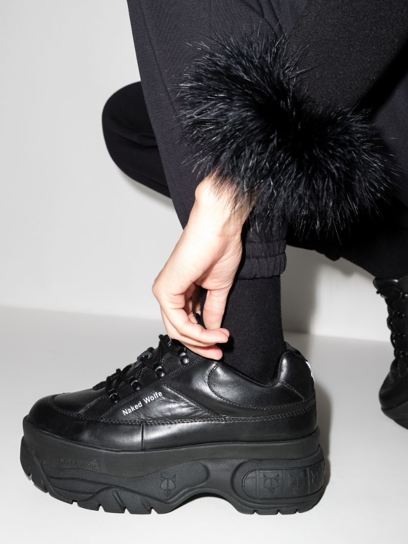 Black Sporty 70 Platform Leather Sneakers