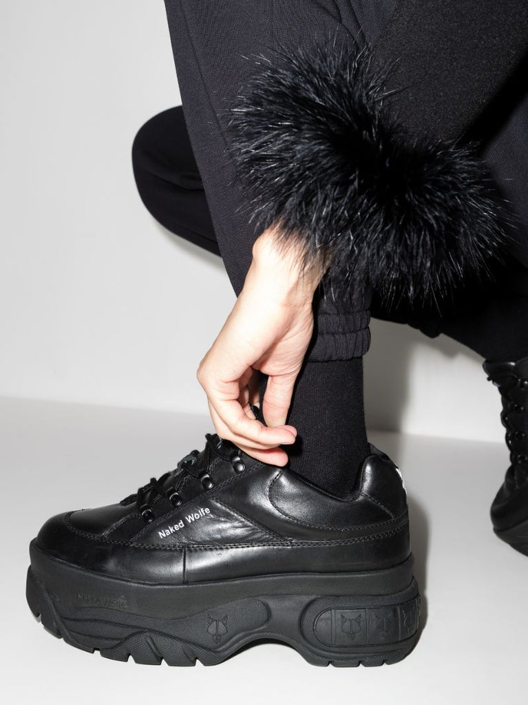 Black Sporty 70 Platform Leather Sneakers