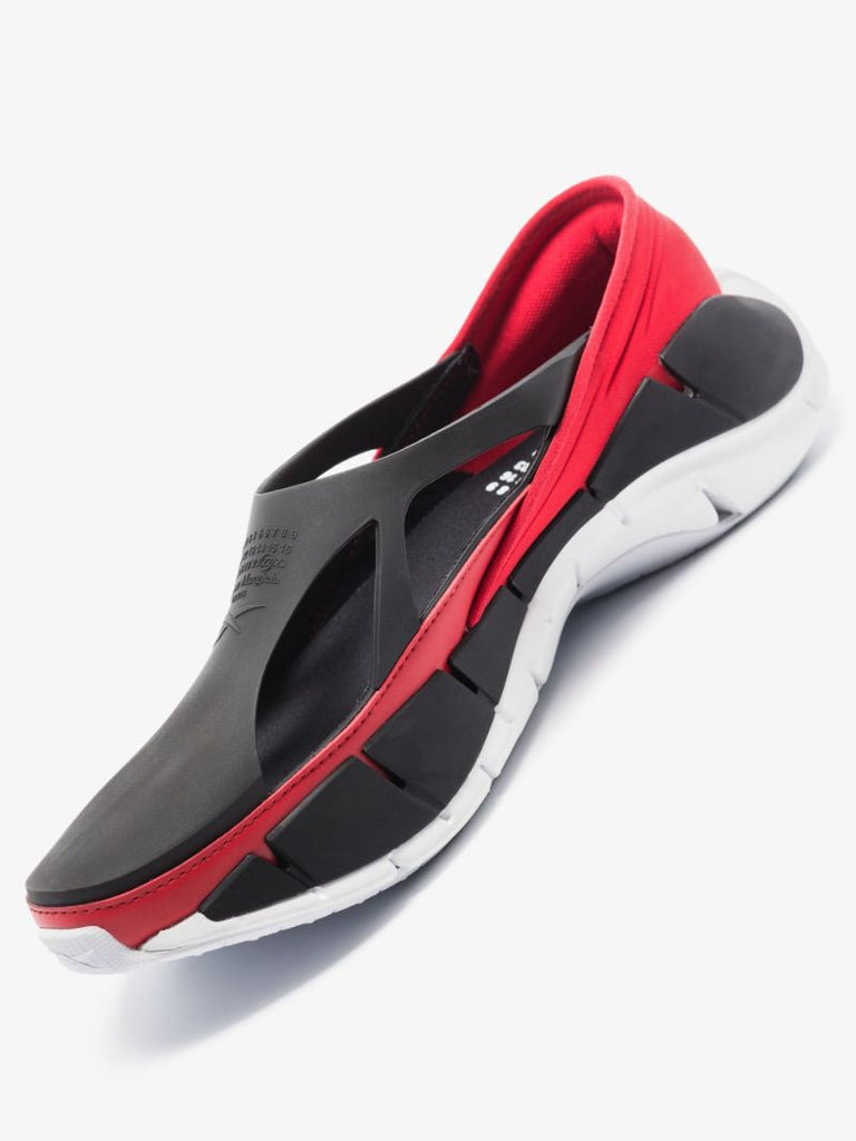 X Reebok Black and Red Croafer Slip-on Rubber Sneakers