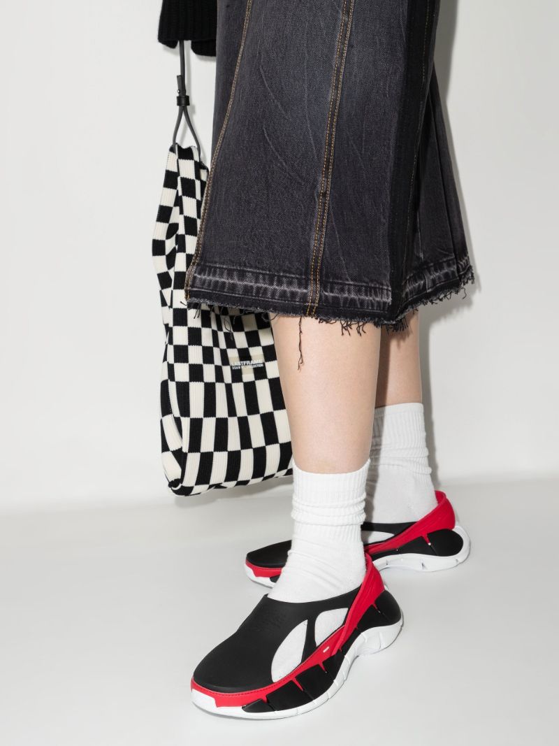 X Reebok Black and Red Croafer Slip-on Rubber Sneakers