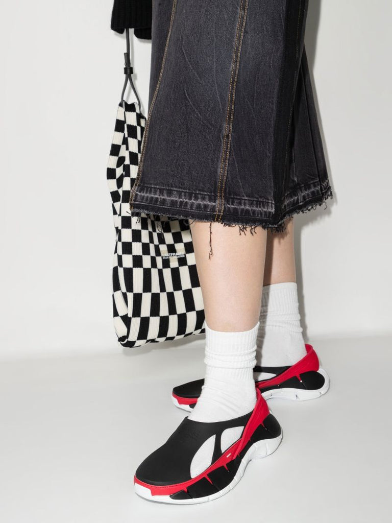 X Reebok Black and Red Croafer Slip-on Rubber Sneakers