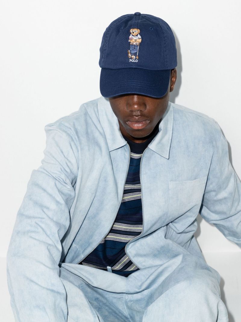 Blue Polo Bear Cotton Baseball Cap