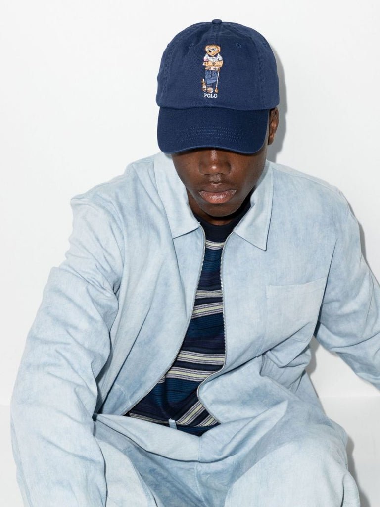 Blue Polo Bear Cotton Baseball Cap