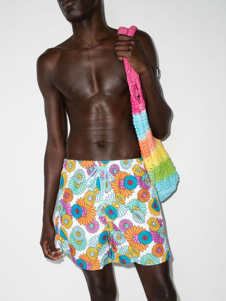 White Moorea Floral Print Swim Shorts
