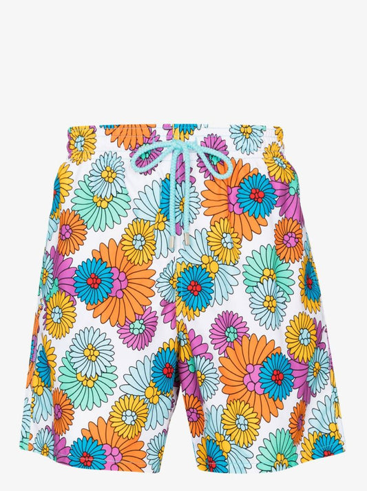 White Moorea Floral Print Swim Shorts