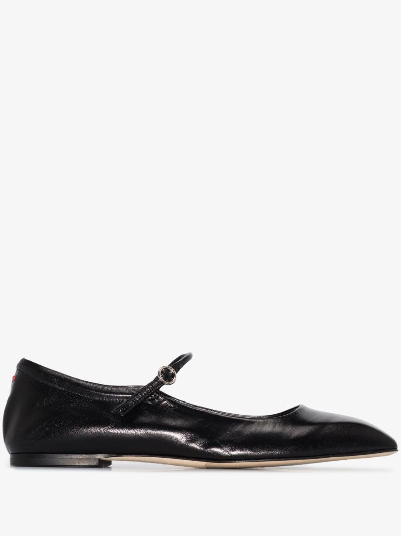 Black Uma Flat Mary Jane Leather Pumps
