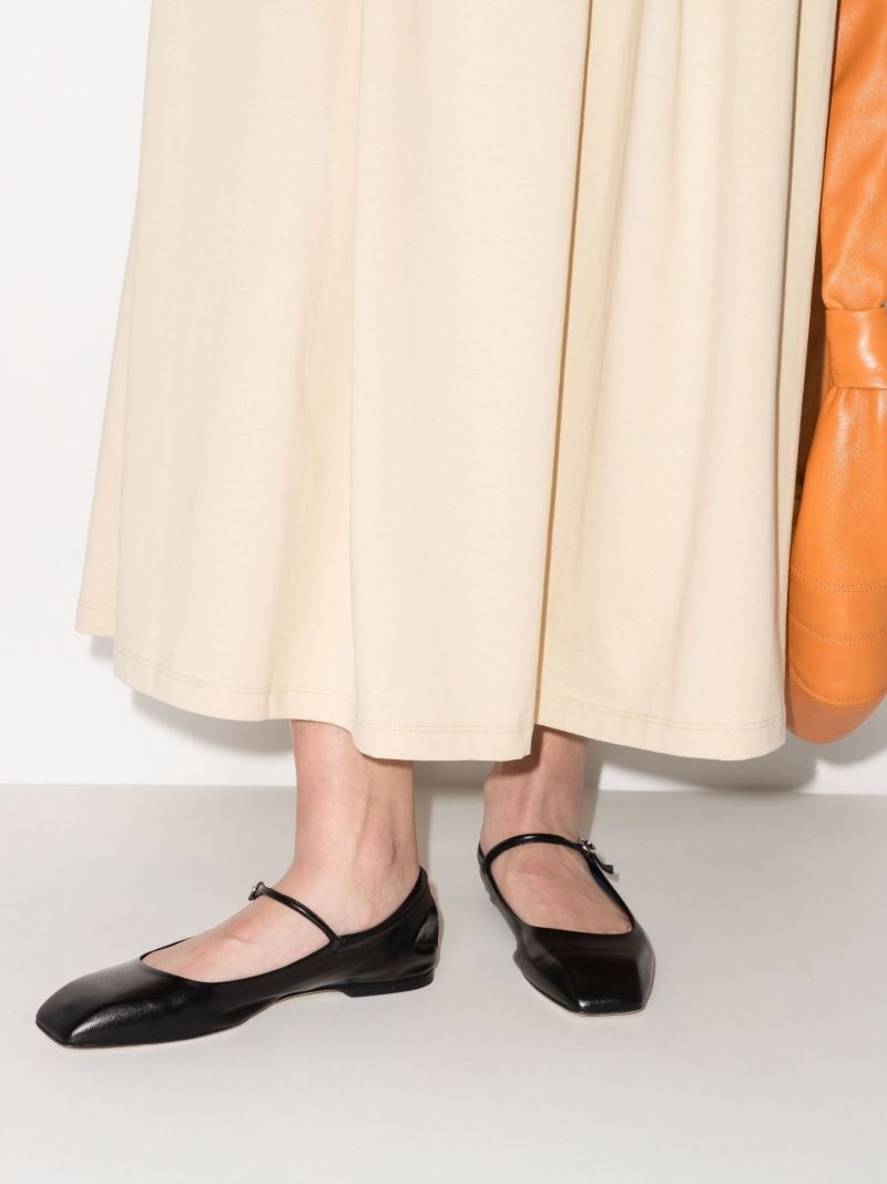Black Uma Flat Mary Jane Leather Pumps