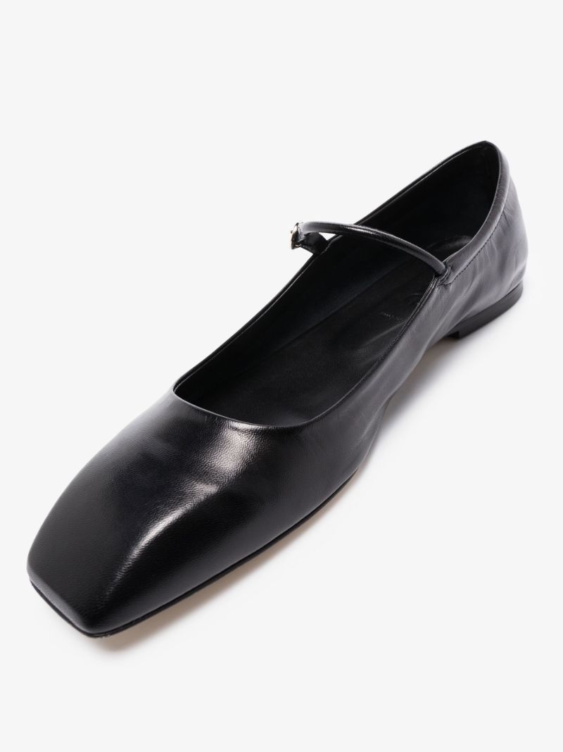 Black Uma Flat Mary Jane Leather Pumps