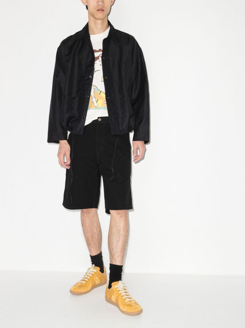Black Single Knee Organic Cotton Shorts