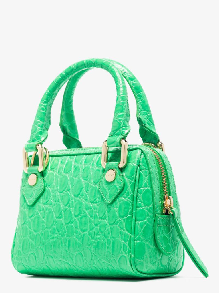 Green Dora Crocodile Embossed Leather Tote Bag