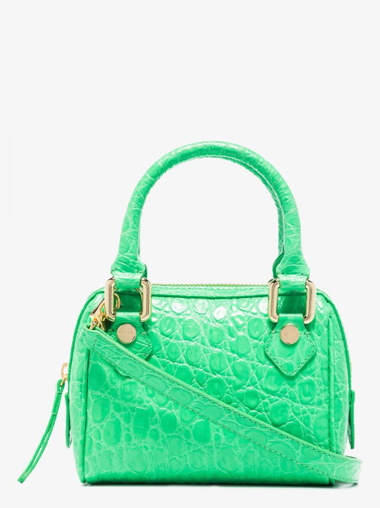Green Dora Crocodile Embossed Leather Tote Bag