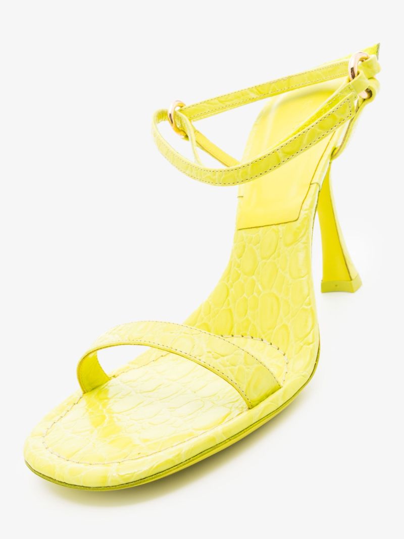 Green Mia 100 Mock Croc Leather Sandals