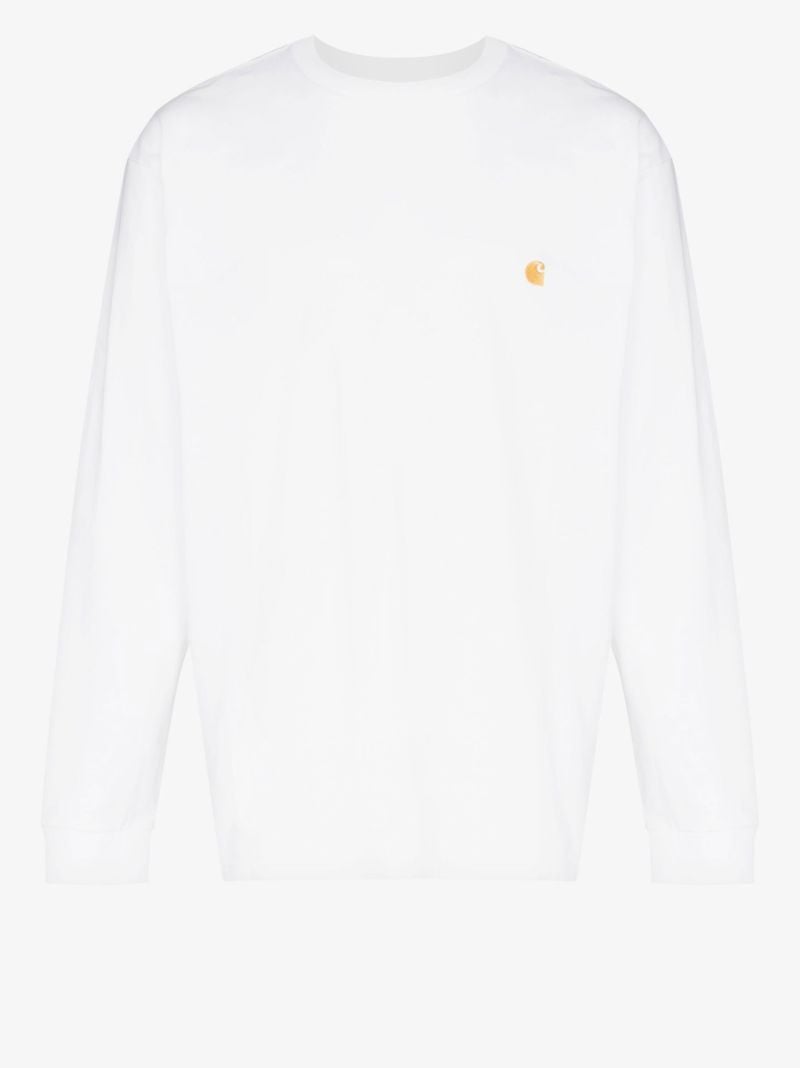 White Chase Logo Long Sleeve Cotton T-shirt
