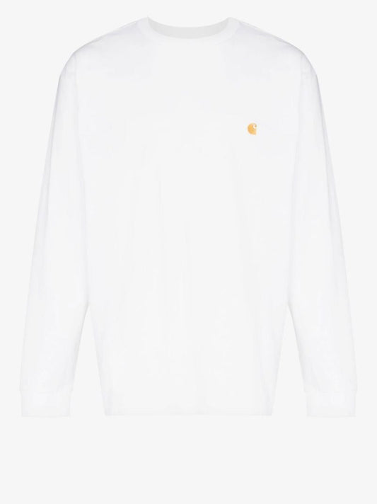 White Chase Logo Long Sleeve Cotton T-shirt
