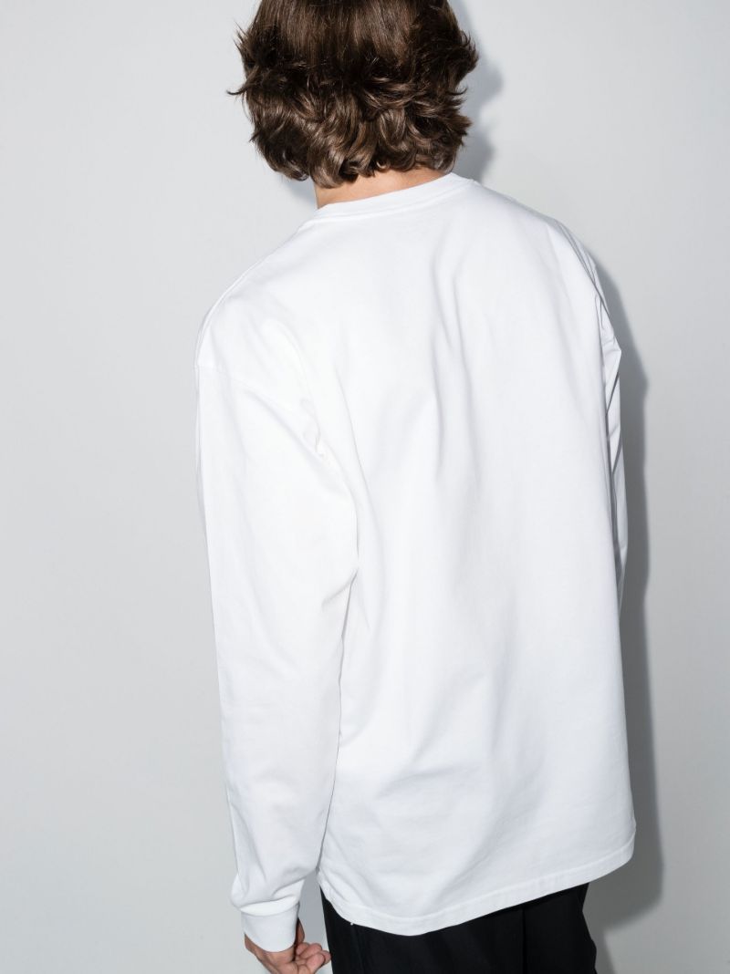 White Chase Logo Long Sleeve Cotton T-shirt