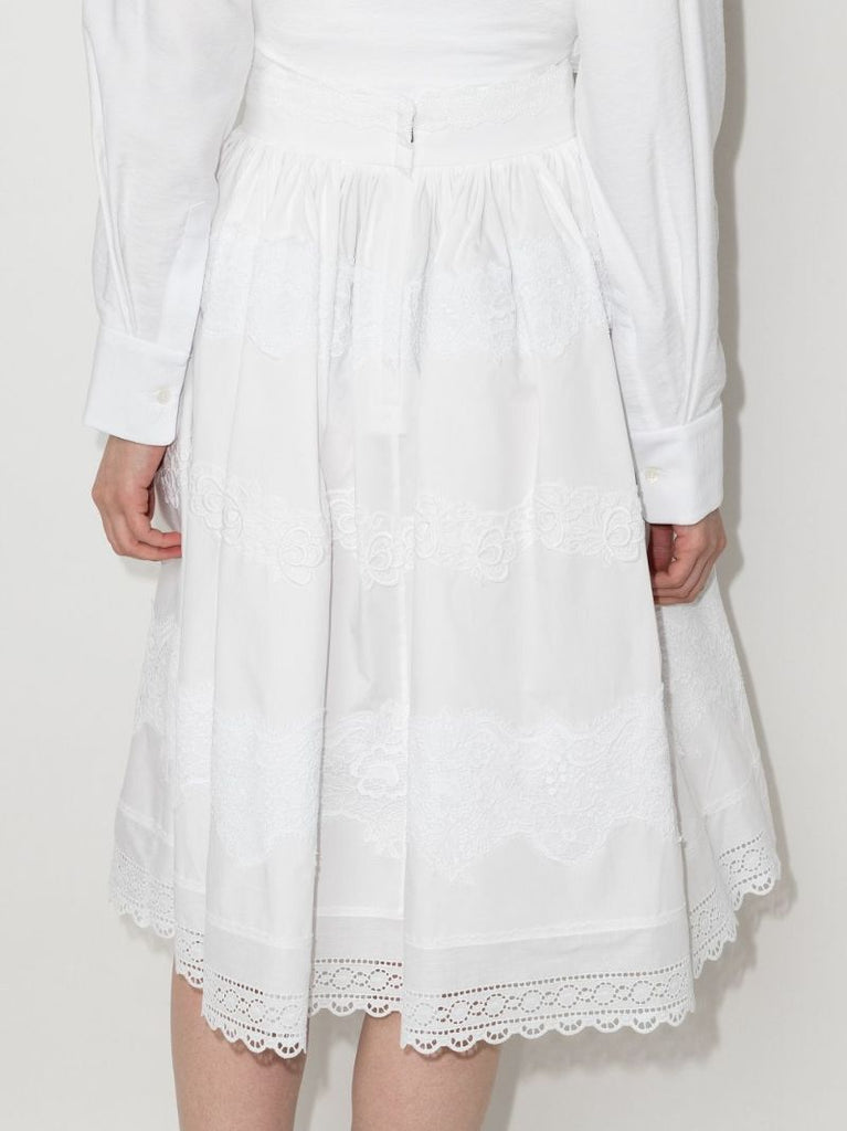 Floral Lace Flared Midi Skirt