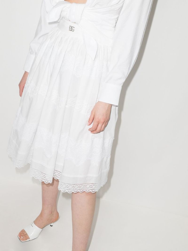 Floral Lace Flared Midi Skirt