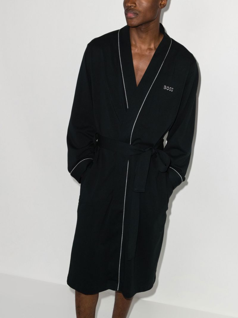 Embroidered Logo Cotton Dressing Gown