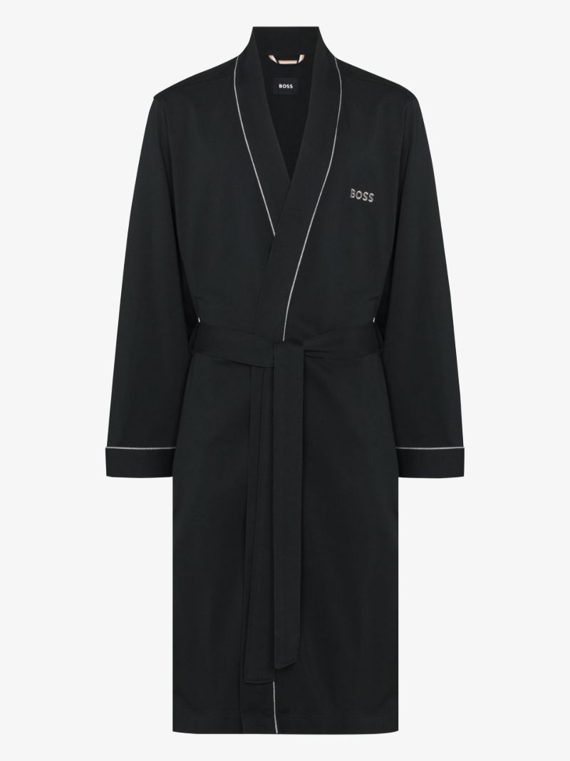 Embroidered Logo Cotton Dressing Gown