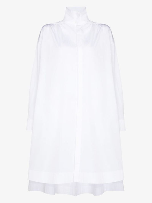 High Neck Cotton Shirt Dress