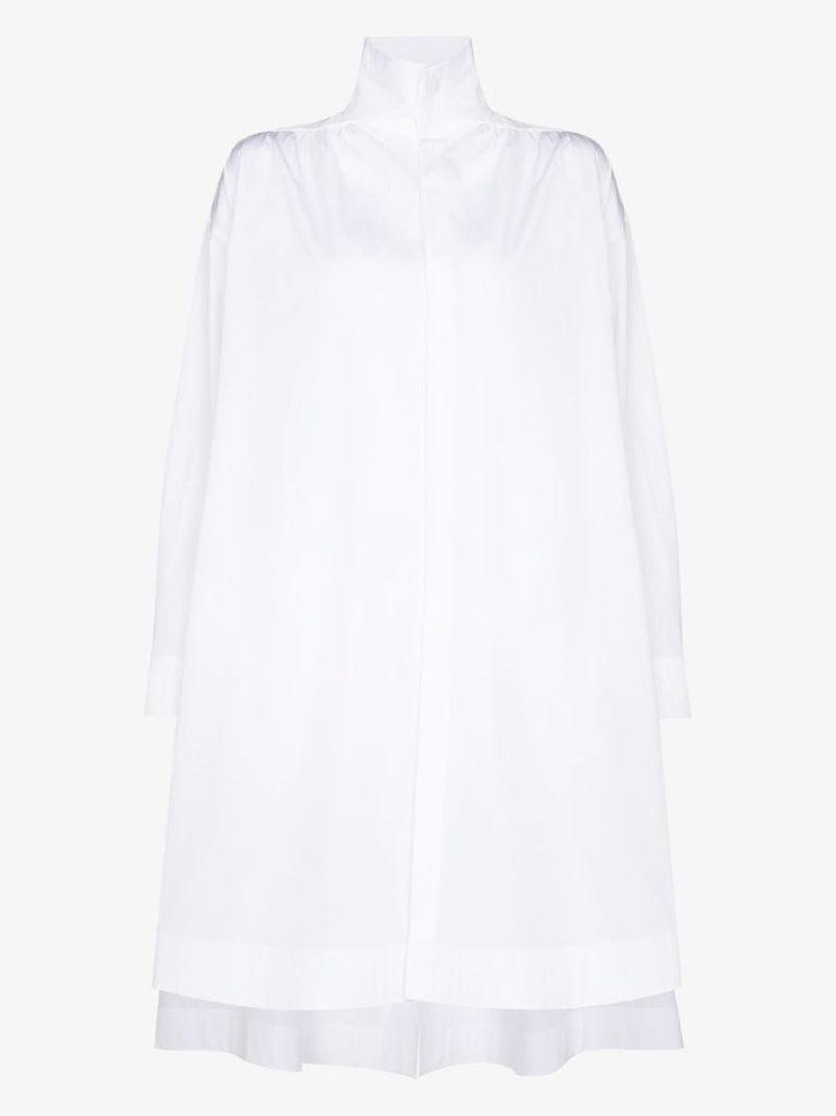 High Neck Cotton Shirt Dress