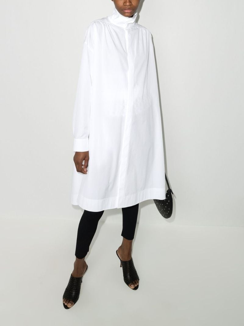 High Neck Cotton Shirt Dress