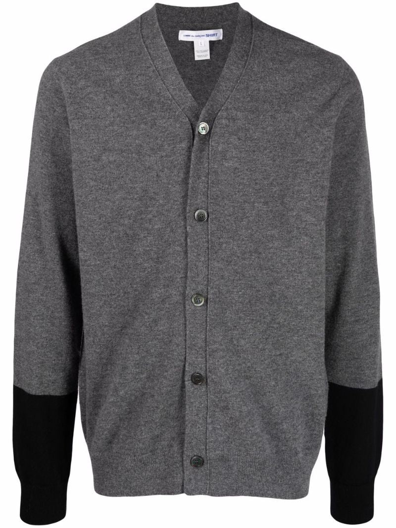 Grey V-neck Lambswool Cardigan