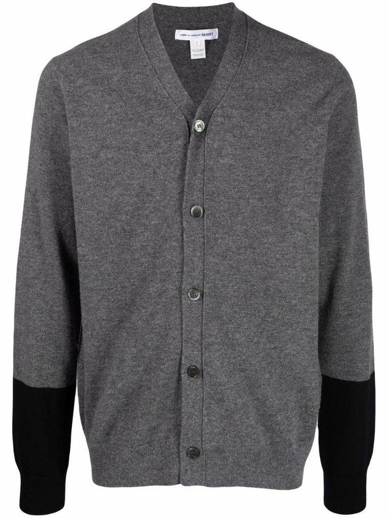 Grey V-neck Lambswool Cardigan
