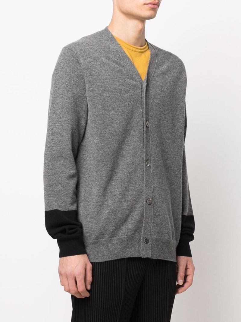 Grey V-neck Lambswool Cardigan