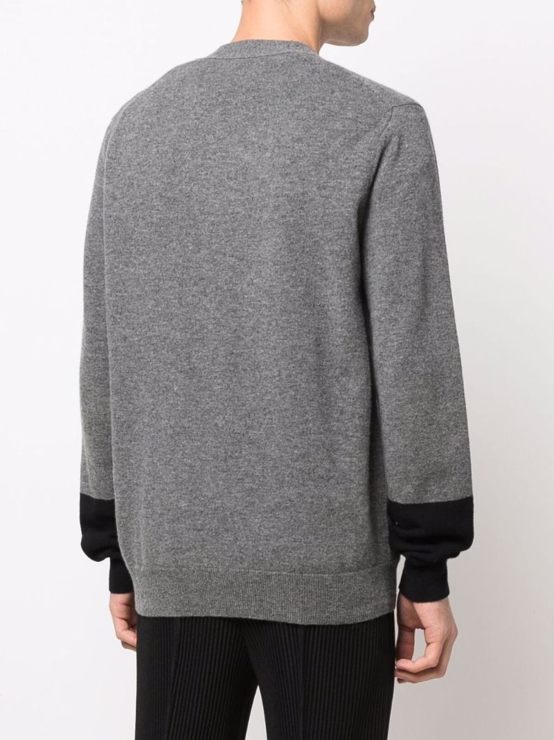 Grey V-neck Lambswool Cardigan