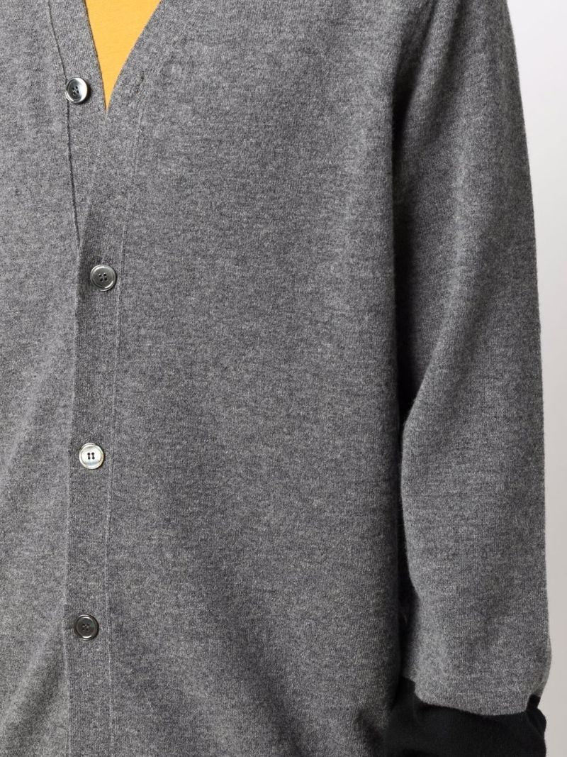 Grey V-neck Lambswool Cardigan