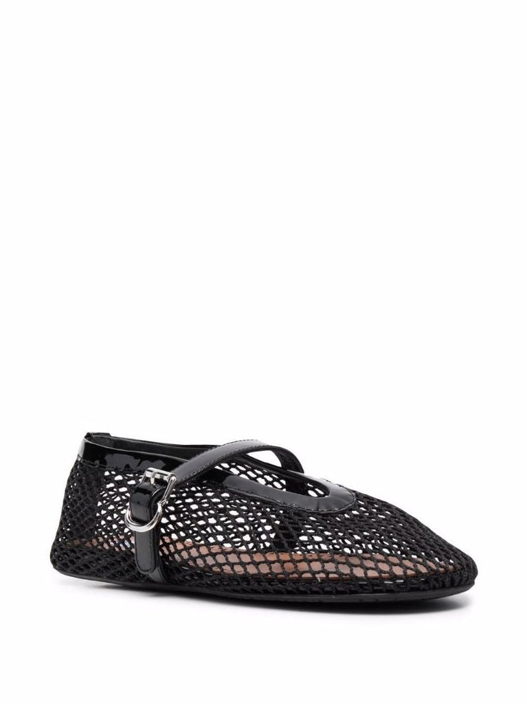 Black Fishnet Ballerina Pumps