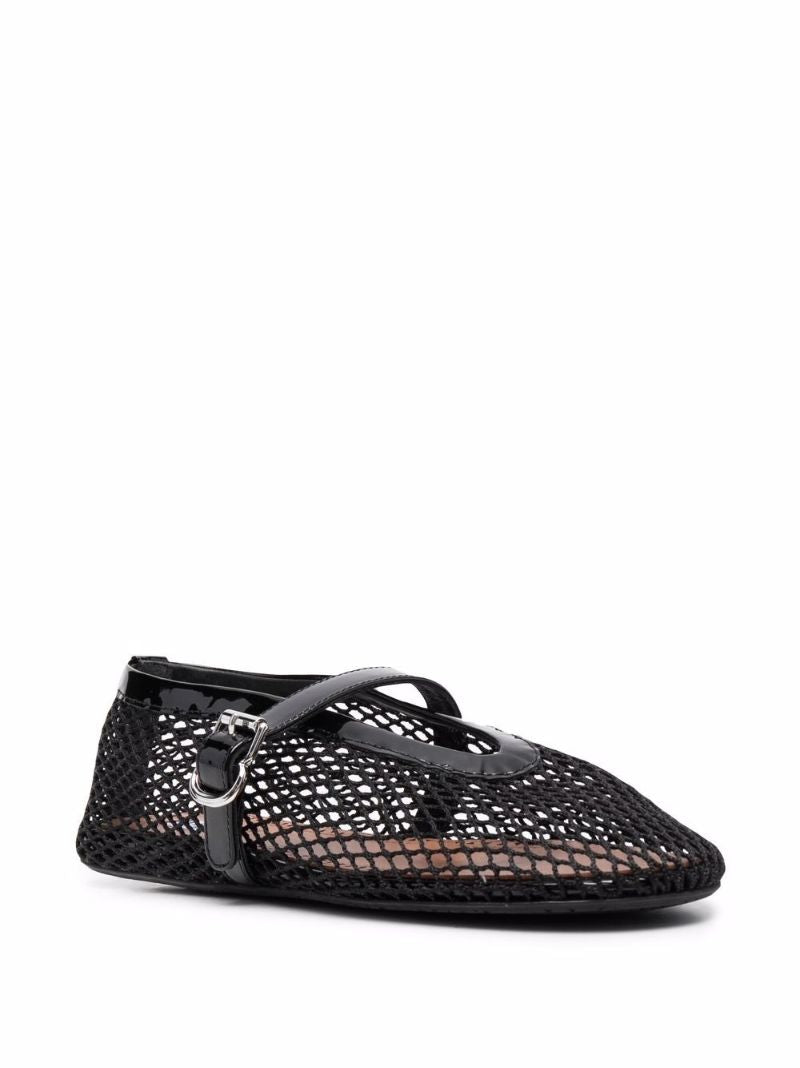 Black Fishnet Ballerina Pumps