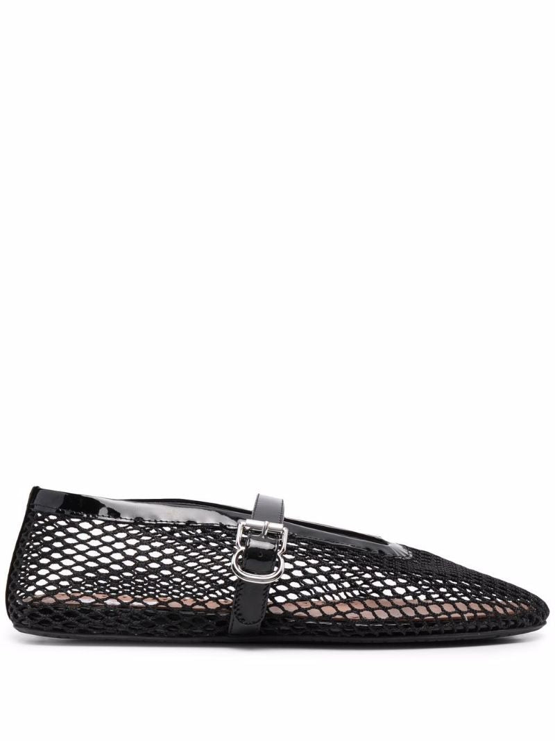 Black Fishnet Ballerina Pumps